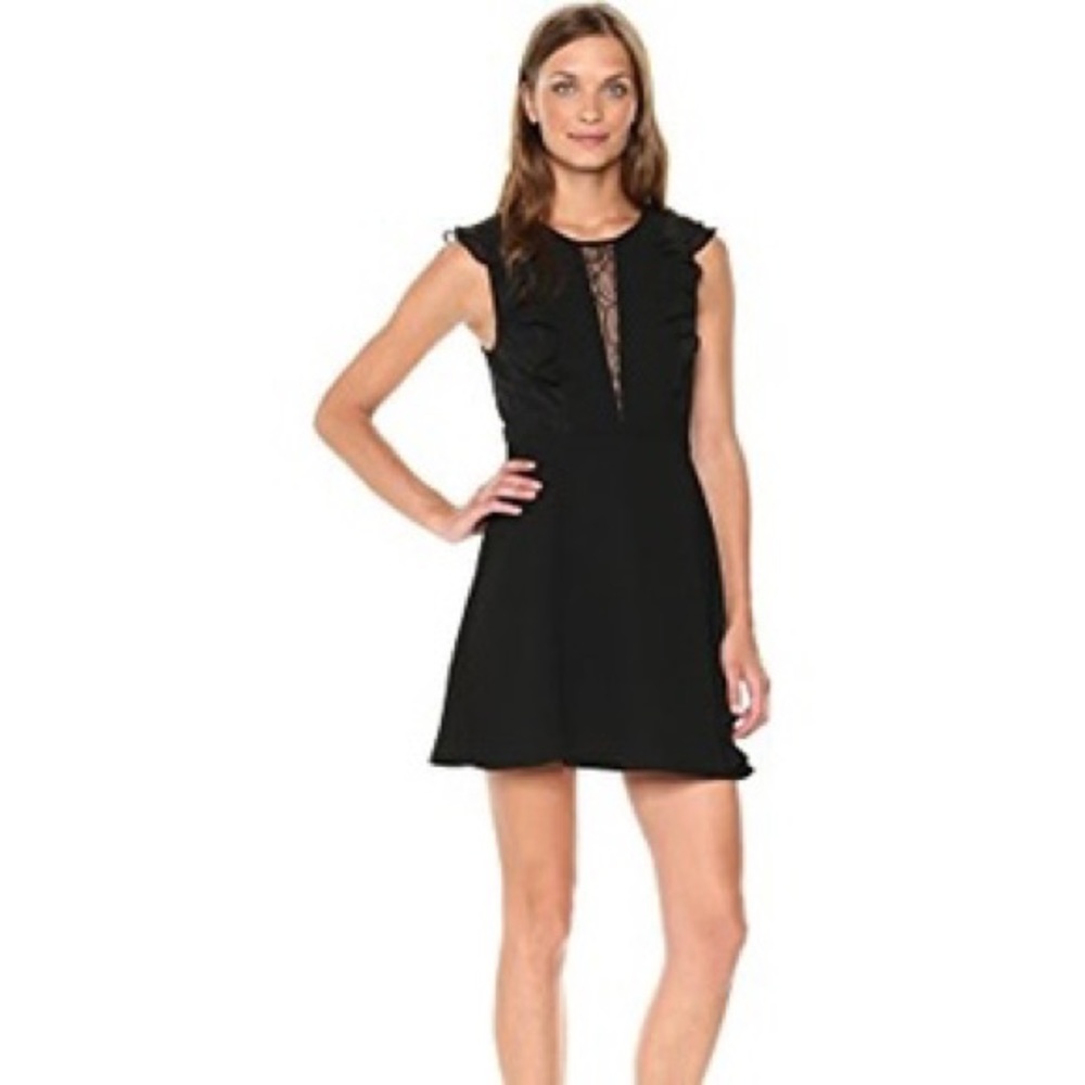 BCBGeneration black ruffle dress with lace inset